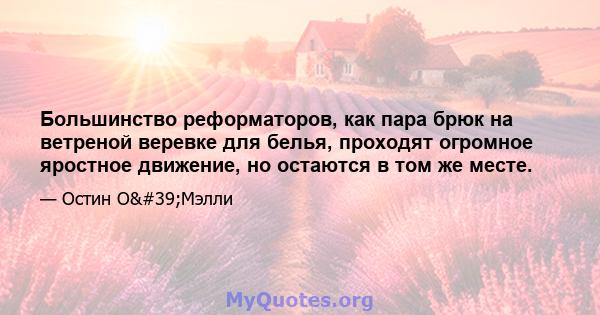 Большинство реформаторов, как пара брюк на ветреной веревке для белья, проходят огромное яростное движение, но остаются в том же месте.