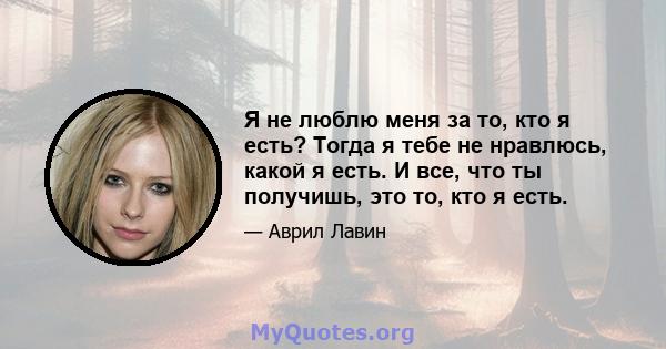 Я не люблю меня за то, кто я есть? Тогда я тебе не нравлюсь, какой я есть. И все, что ты получишь, это то, кто я есть.