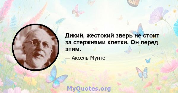 Дикий, жестокий зверь не стоит за стержнями клетки. Он перед этим.