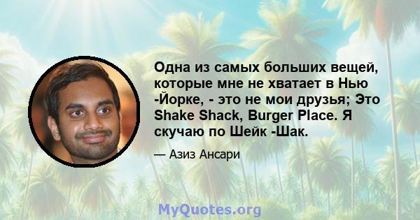 Одна из самых больших вещей, которые мне не хватает в Нью -Йорке, - это не мои друзья; Это Shake Shack, Burger Place. Я скучаю по Шейк -Шак.