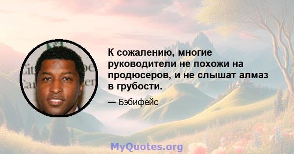 К сожалению, многие руководители не похожи на продюсеров, и не слышат алмаз в грубости.