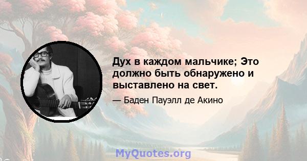 Дух в каждом мальчике; Это должно быть обнаружено и выставлено на свет.