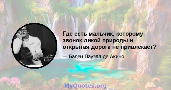 Где есть мальчик, которому звонок дикой природы и открытая дорога не привлекает?