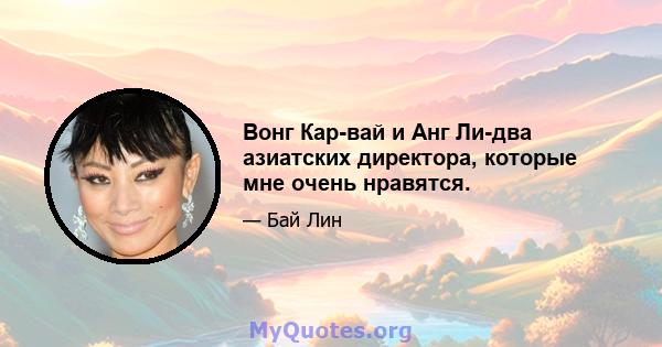 Вонг Кар-вай и Анг Ли-два азиатских директора, которые мне очень нравятся.