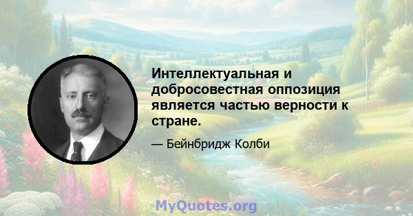 Интеллектуальная и добросовестная оппозиция является частью верности к стране.