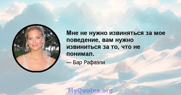 Мне не нужно извиняться за мое поведение, вам нужно извиниться за то, что не понимал.