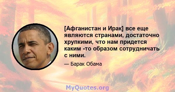 [Афганистан и Ирак] все еще являются странами, достаточно хрупкими, что нам придется каким -то образом сотрудничать с ними.