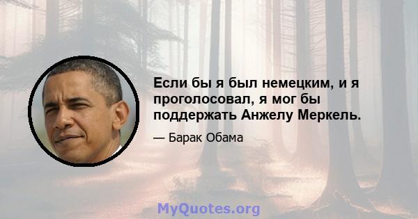 Если бы я был немецким, и я проголосовал, я мог бы поддержать Анжелу Меркель.