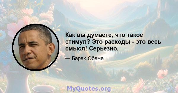 Как вы думаете, что такое стимул? Это расходы - это весь смысл! Серьезно.