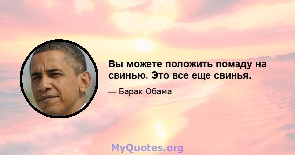 Вы можете положить помаду на свинью. Это все еще свинья.