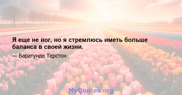 Я еще не йог, но я стремлюсь иметь больше баланса в своей жизни.