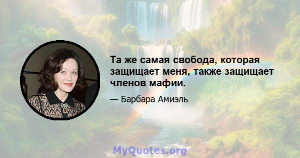 Та же самая свобода, которая защищает меня, также защищает членов мафии.