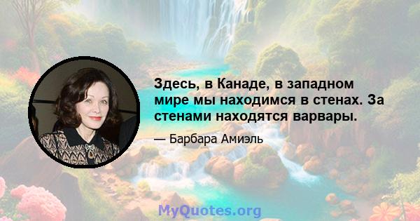 Здесь, в Канаде, в западном мире мы находимся в стенах. За стенами находятся варвары.