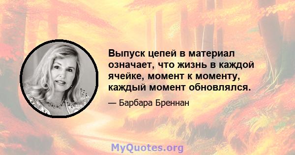 Выпуск цепей в материал означает, что жизнь в каждой ячейке, момент к моменту, каждый момент обновлялся.