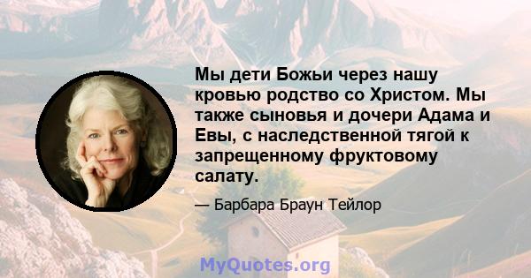 Мы дети Божьи через нашу кровью родство со Христом. Мы также сыновья и дочери Адама и Евы, с наследственной тягой к запрещенному фруктовому салату.