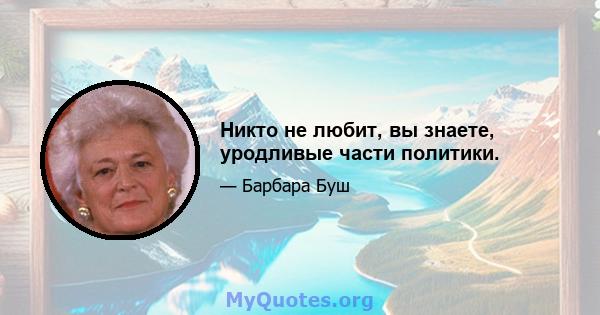 Никто не любит, вы знаете, уродливые части политики.