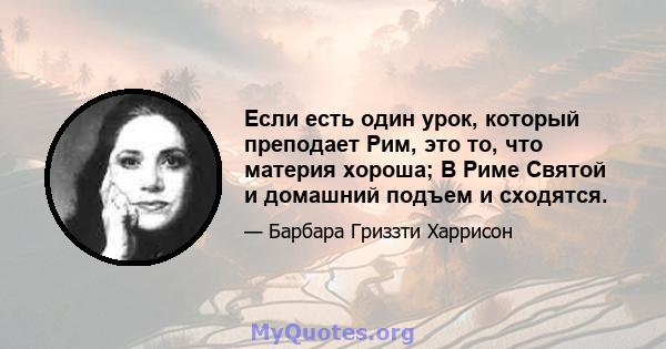 Если есть один урок, который преподает Рим, это то, что материя хороша; В Риме Святой и домашний подъем и сходятся.