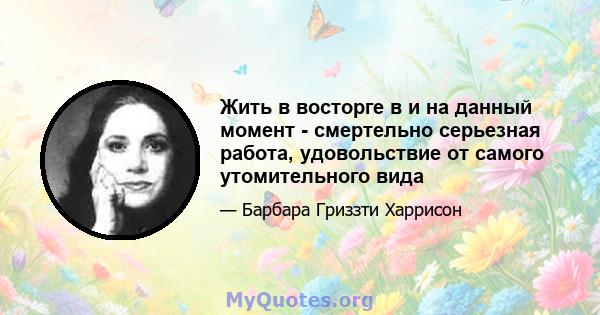 Жить в восторге в и на данный момент - смертельно серьезная работа, удовольствие от самого утомительного вида