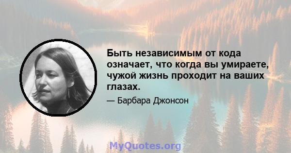 Быть независимым от кода означает, что когда вы умираете, чужой жизнь проходит на ваших глазах.