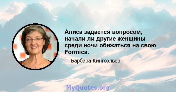 Алиса задается вопросом, начали ли другие женщины среди ночи обижаться на свою Formica.