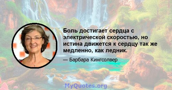 Боль достигает сердца с электрической скоростью, но истина движется к сердцу так же медленно, как ледник.