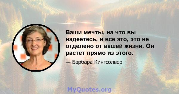 Ваши мечты, на что вы надеетесь, и все это, это не отделено от вашей жизни. Он растет прямо из этого.