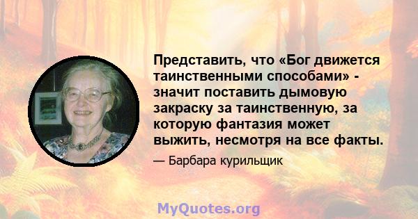 Представить, что «Бог движется таинственными способами» - значит поставить дымовую закраску за таинственную, за которую фантазия может выжить, несмотря на все факты.