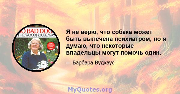 Я не верю, что собака может быть вылечена психиатром, но я думаю, что некоторые владельцы могут помочь один.