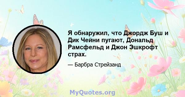 Я обнаружил, что Джордж Буш и Дик Чейни пугают, Дональд Рамсфельд и Джон Эшкрофт страх.