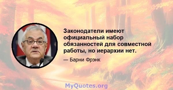 Законодатели имеют официальный набор обязанностей для совместной работы, но иерархии нет.