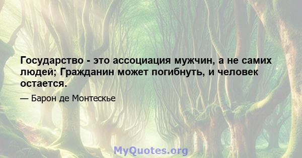 Государство - это ассоциация мужчин, а не самих людей; Гражданин может погибнуть, и человек остается.