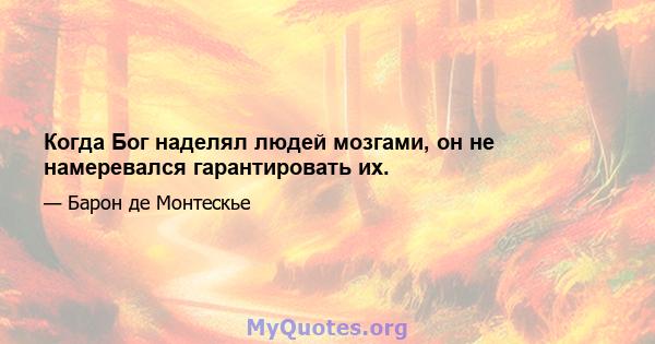 Когда Бог наделял людей мозгами, он не намеревался гарантировать их.