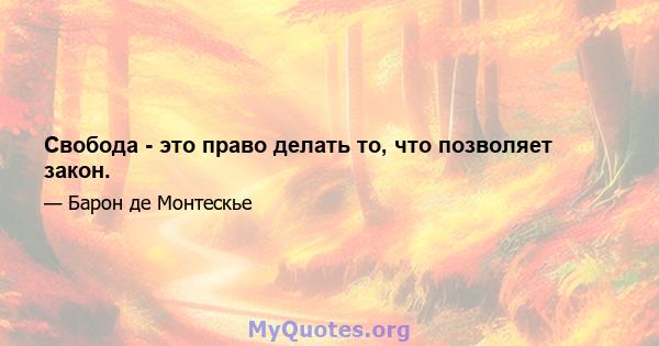 Свобода - это право делать то, что позволяет закон.