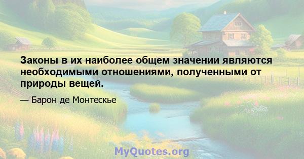 Законы в их наиболее общем значении являются необходимыми отношениями, полученными от природы вещей.