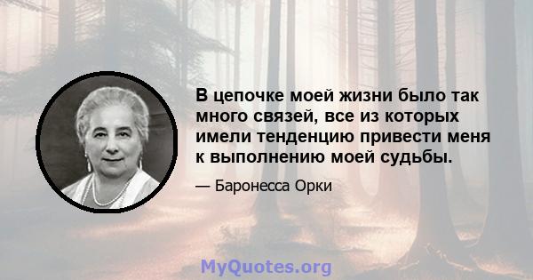 В цепочке моей жизни было так много связей, все из которых имели тенденцию привести меня к выполнению моей судьбы.