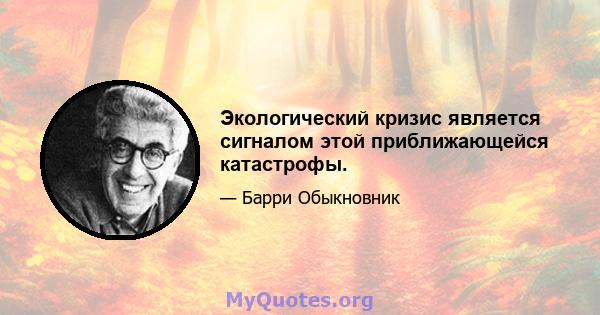 Экологический кризис является сигналом этой приближающейся катастрофы.