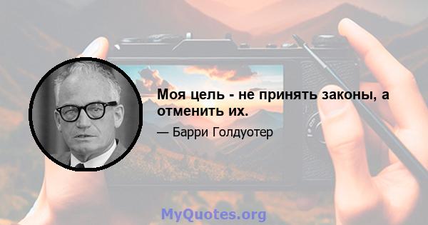 Моя цель - не принять законы, а отменить их.