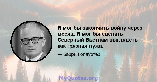 Я мог бы закончить войну через месяц. Я мог бы сделать Северный Вьетнам выглядеть как грязная лужа.