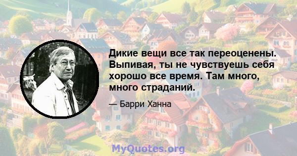 Дикие вещи все так переоценены. Выпивая, ты не чувствуешь себя хорошо все время. Там много, много страданий.