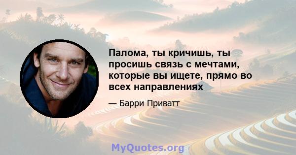 Палома, ты кричишь, ты просишь связь с мечтами, которые вы ищете, прямо во всех направлениях