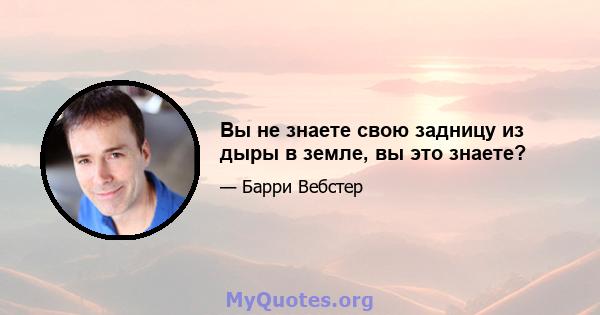 Вы не знаете свою задницу из дыры в земле, вы это знаете?