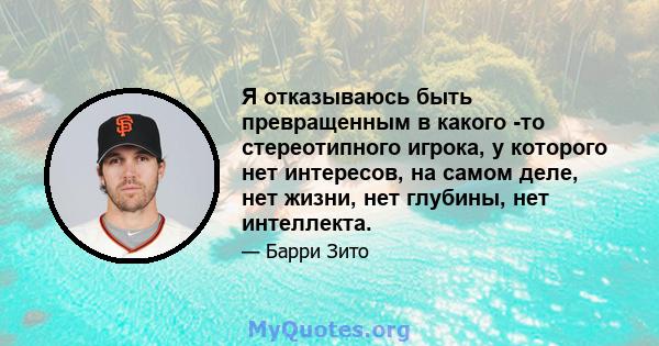 Я отказываюсь быть превращенным в какого -то стереотипного игрока, у которого нет интересов, на самом деле, нет жизни, нет глубины, нет интеллекта.