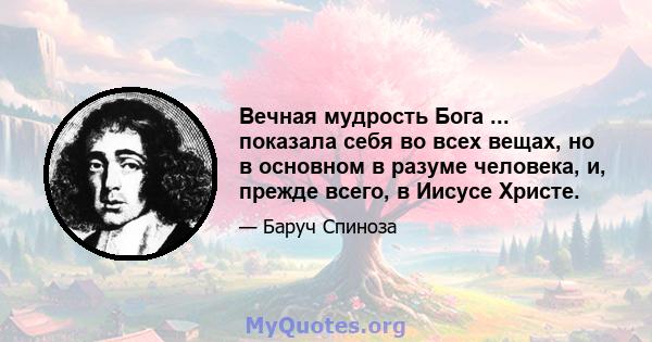 Вечная мудрость Бога ... показала себя во всех вещах, но в основном в разуме человека, и, прежде всего, в Иисусе Христе.