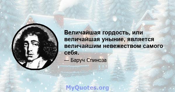 Величайшая гордость, или величайшая уныние, является величайшим невежеством самого себя.