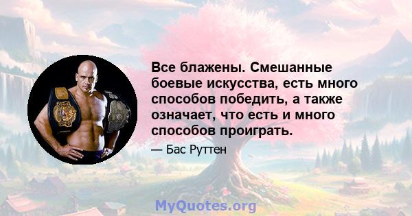 Все блажены. Смешанные боевые искусства, есть много способов победить, а также означает, что есть и много способов проиграть.