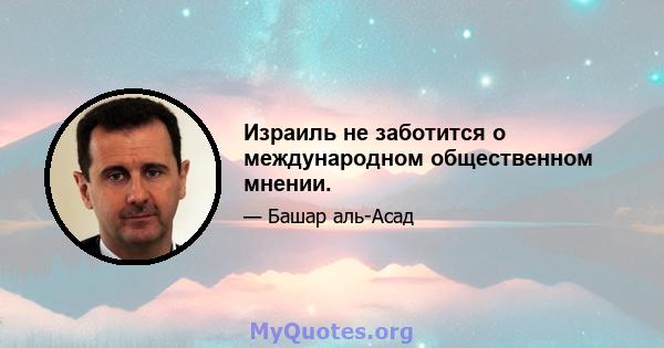 Израиль не заботится о международном общественном мнении.