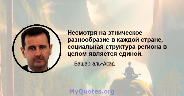 Несмотря на этническое разнообразие в каждой стране, социальная структура региона в целом является единой.