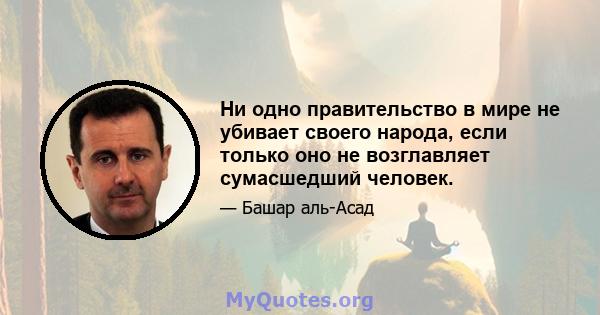 Ни одно правительство в мире не убивает своего народа, если только оно не возглавляет сумасшедший человек.