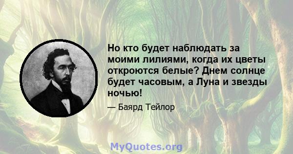 Но кто будет наблюдать за моими лилиями, когда их цветы откроются белые? Днем солнце будет часовым, а Луна и звезды ночью!