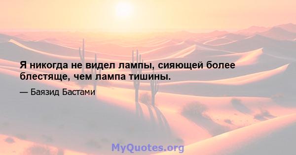 Я никогда не видел лампы, сияющей более блестяще, чем лампа тишины.